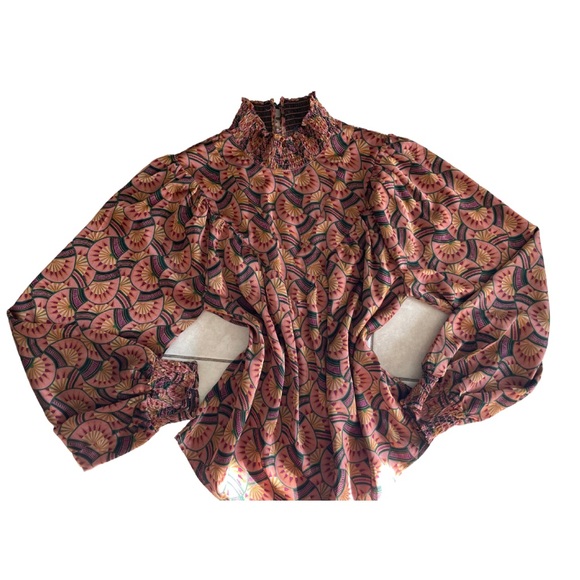 Vintage Anthropology Eva Franco Long Sleeve Pattern Blouse - Picture 3 of 8